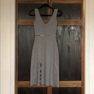 Reformation black and white stripe midi dress